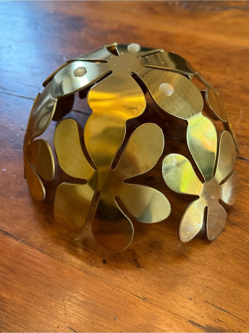 Vintage IKEA Gold Floral Metal Decorative Bowl